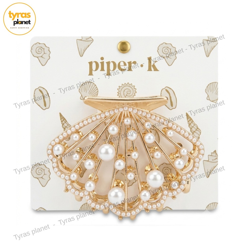 Piper K Pearl Embellished Ocean Sea Shell Gold Metal‎ Hair Clip with Pearls
